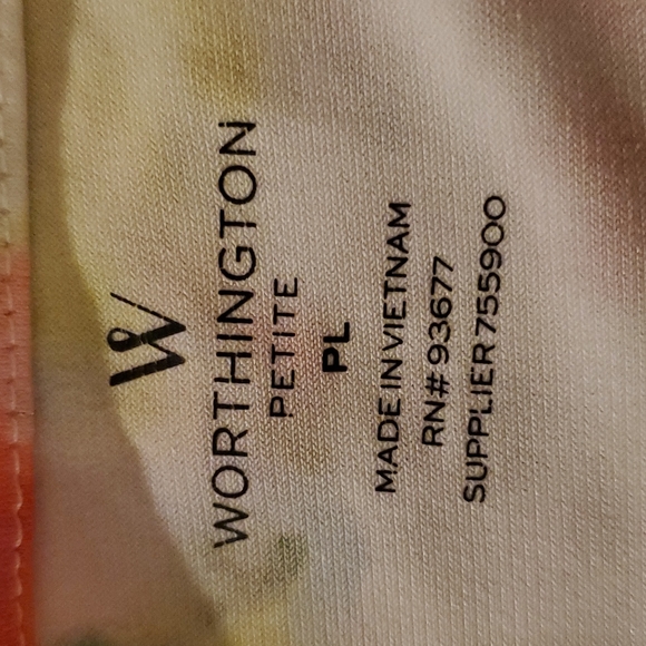 Worthington Petite Women's Multi Color Watercolor Round Neck Top - Size PL - Picture 6 of 7